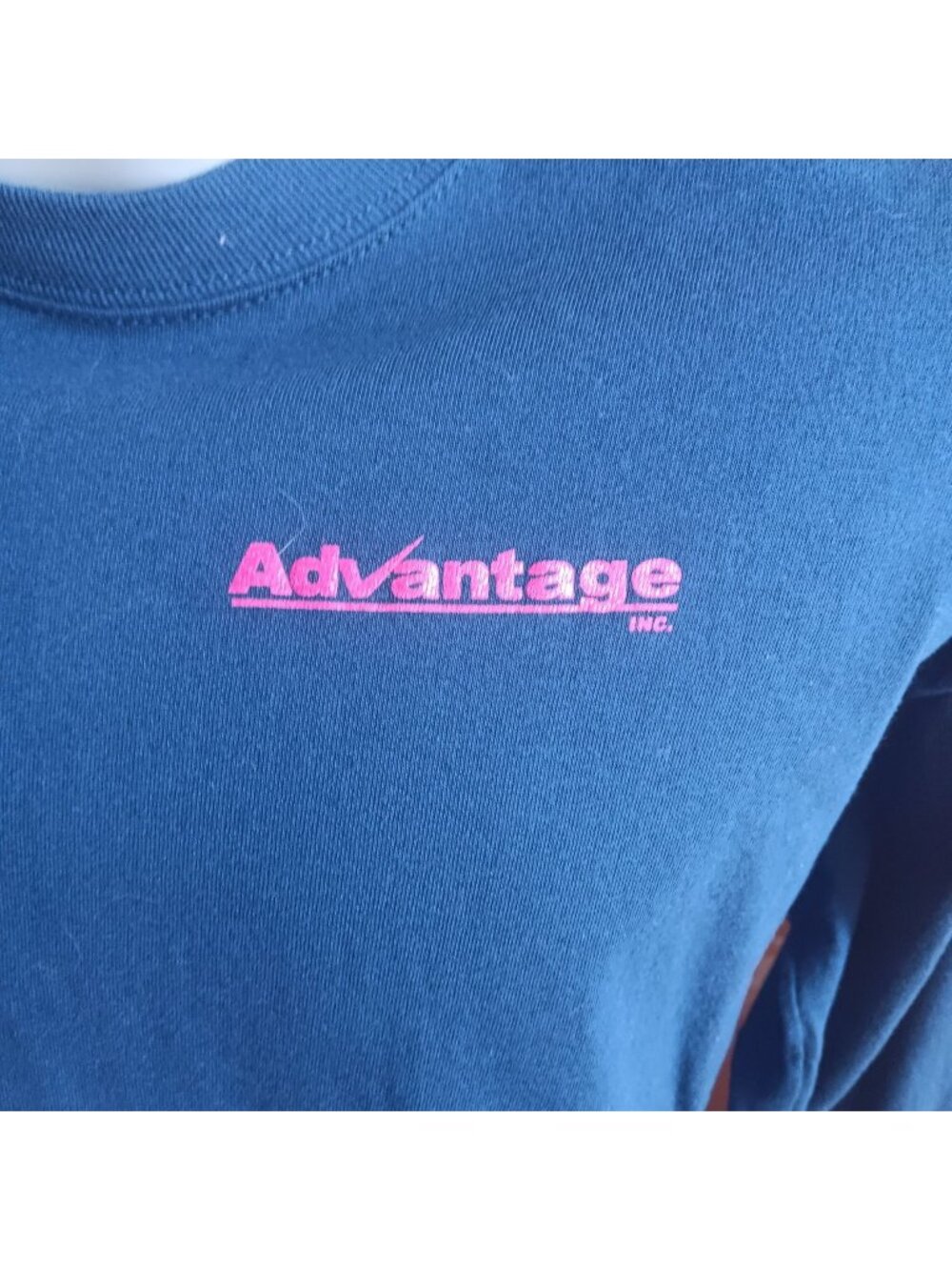 Vintage T-shirt Large Single Stitch Advantage Inc Blue Long Sleeve Logo Mens 90s
